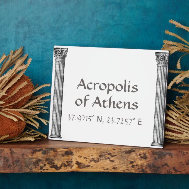 Akropolis Athens Latitude Longitude Tabletop Fotoplatte (Seite)