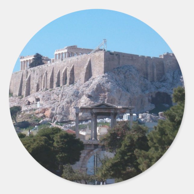 Akropolis Runder Aufkleber (Vorderseite)