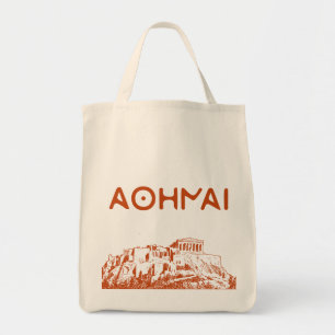 Akropolis von Athen und Athen - Inschrift Tragetasche