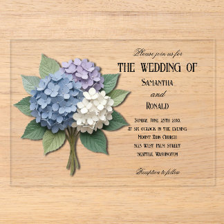 Akryl-Hortensien-Blumen-Hochzeitseinladung Acryleinladungen