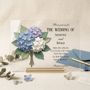 Akryl-Hortensien-Blumen-Hochzeitseinladung Acryleinladungen
