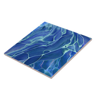 Akrylabstraktion aus blauem und weißem Marmor Fliese