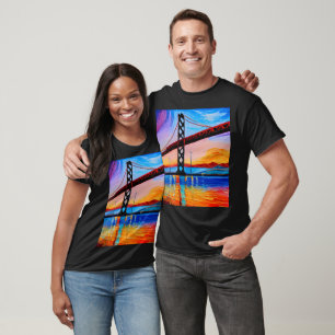 Akrylgemälde, San Francisco Bay Bridge, Sunset T-Shirt