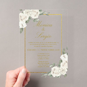 Akryllische, elegante Hochzeitseinladung auf Spani Acryleinladungen