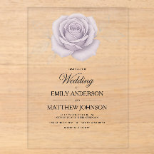 Akryllische Elegante Lila Rose Hochzeit Einladung