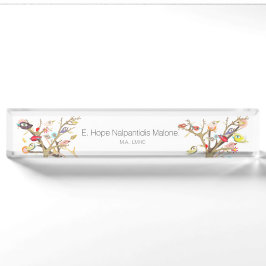 Akryllische Schreibtischnamensplatte Whimsy Birds Namensplakette