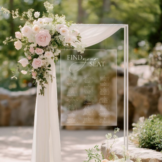 Akryllische Signatur, einfache moderne Hochzeitssi Acrylschild (Acrylic Sign Simple Modern Wedding Seating Chart)