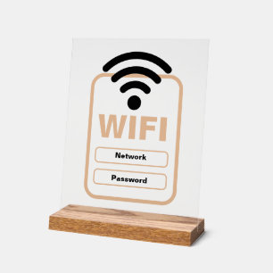 Akryllischer Sign WiFi Network & Password Display Acrylschild