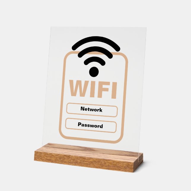 Akryllischer Sign WiFi Network & Password Display  Acrylschild (Winkel)