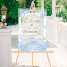 Akryllisches Quinceanera Begrüßungszeichen | Blauk