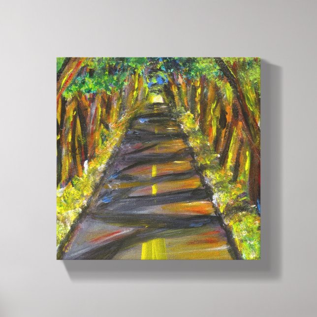 Akrylmalerei eines Baumtunnels in Kauai Leinwanddruck (Vorderseite)
