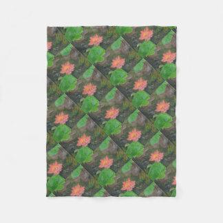 Akrylon auf Leinwand, rosa Wasserlilie und grüne B Fleecedecke