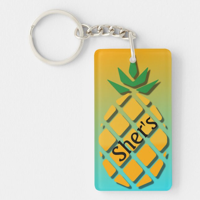 Akryltropische Ananas Schlüsselkette Schlüsselanhänger (Vorderseite)