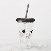 Akryltumbler - Pumpkins und schwarze Katzen