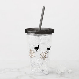 Akryltumbler - Pumpkins und schwarze Katzen Acryltrinkbecher