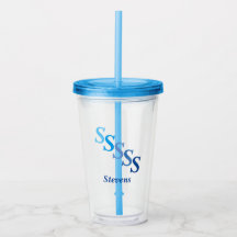 Akryltumbler - Schattige Initialen, Name in Blues