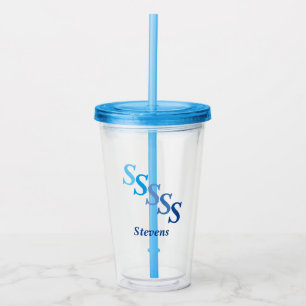 Akryltumbler - Schattige Initialen, Name in Blues Acryltrinkbecher