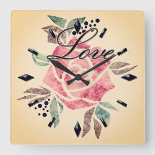 Akrylwand Uhr Romantisches Mosaik in rosa Farbe