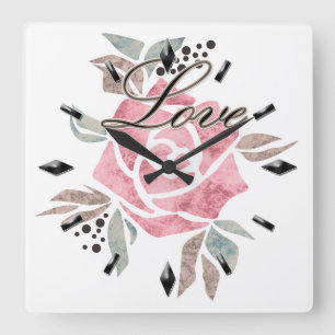 Akrylwand Uhr Romantisches Mosaik in rosa Farbe