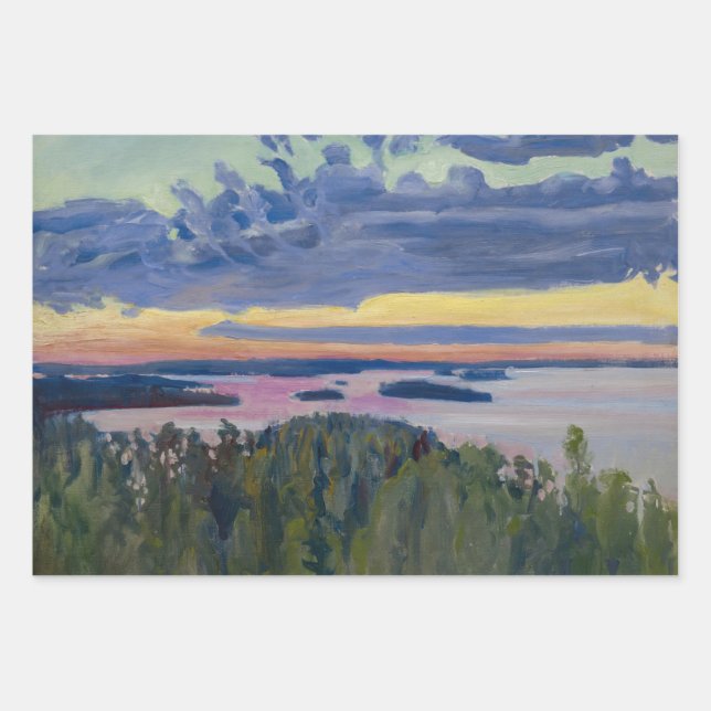 Akseli Gallen-Kallela - Blick auf einen See bei So Geschenkpapier Set (Vorderseite)