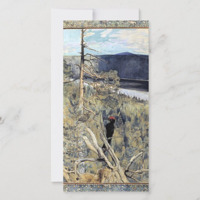 Akseli Gallen-Kallela - Großer Schwarzer Holzpecke Dankeskarte (Vorderseite)
