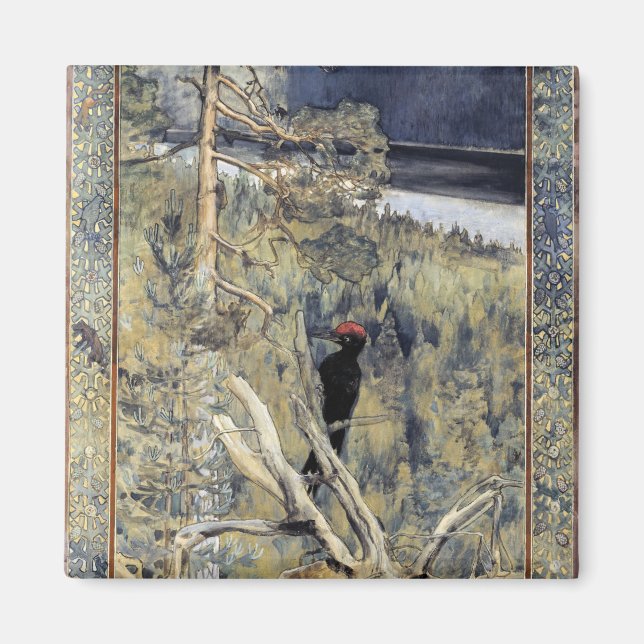 Akseli Gallen-Kallela - Großer Schwarzer Holzpecke Magnet (Vorne)