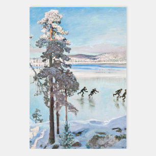 Akseli Gallen-Kallela - Schlittschuhläufer in der  Geschenkpapier Set