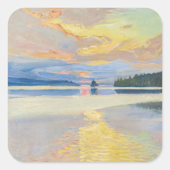 Akseli Gallen-Kallela - Sonnenuntergang über dem S Quadratischer Aufkleber (Vorderseite)