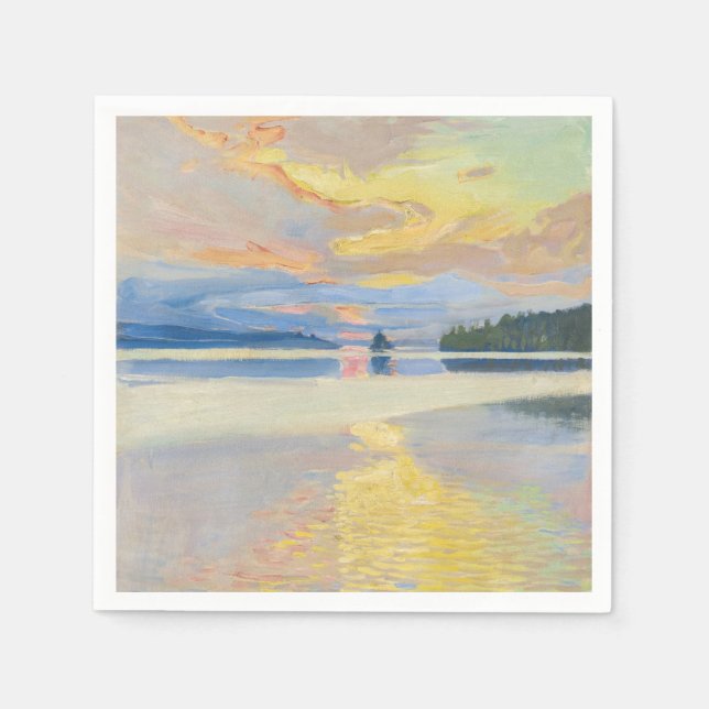 Akseli Gallen-Kallela - Sonnenuntergang über dem S Serviette (Vorderseite)
