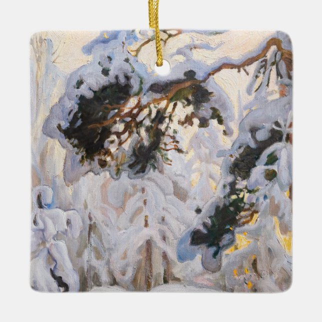Akseli Gallen-Kallela - Wald im Winter Keramikornament (Vorderseite)