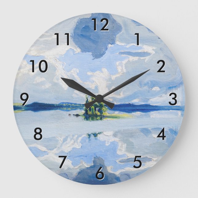 Akseli Gallen-Kallela - Wolken oberhalb eines Sees Große Wanduhr (Vorderseite)