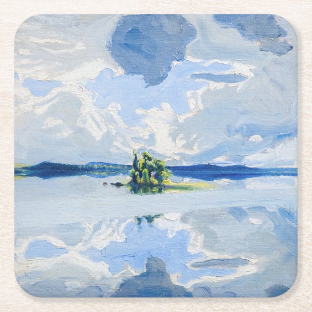 Akseli Gallen-Kallela - Wolken oberhalb eines Sees Rechteckiger Pappuntersetzer (Vorderseite)