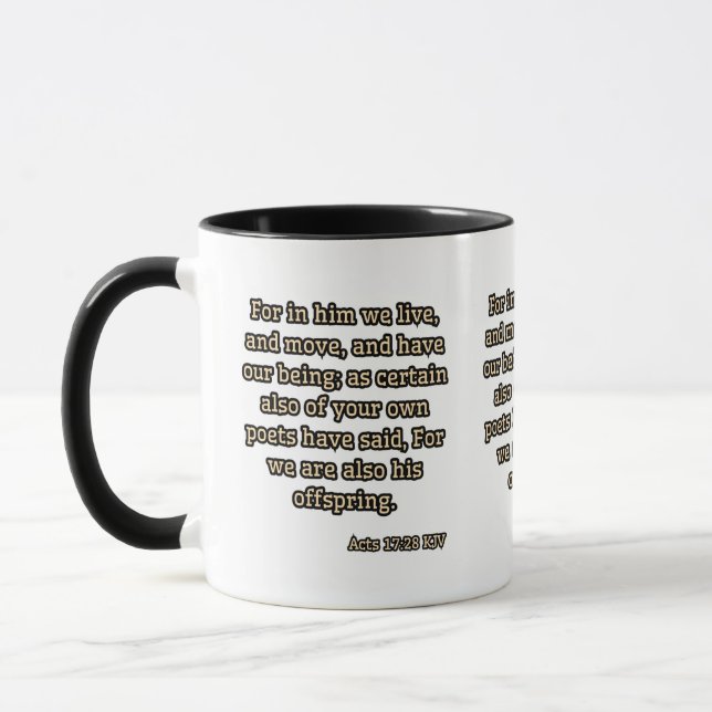 Akt 17:28 KJV Bibelverse Zwei-Tone Tasse (Links)
