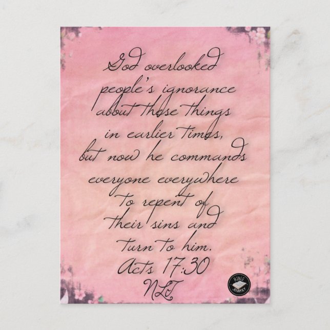 Akt 17:30 Bible Verse Memory Card-Postkarte Postkarte (Vorderseite)