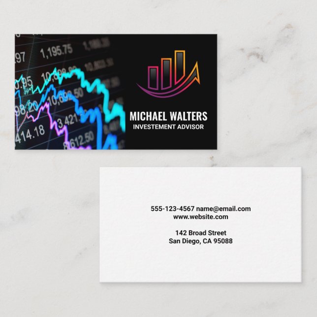 Aktienkarte | Finanzielles Logo Visitenkarte (Vorne/Hinten)