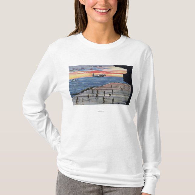 Aktion an Bord des Flugzeugträgers - US-Marine T-Shirt (Vorderseite)