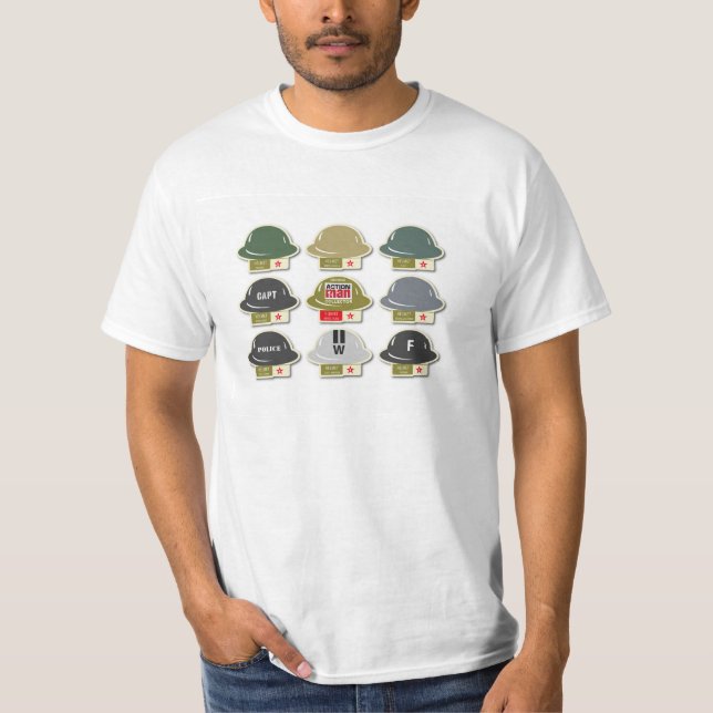 Aktions-Mann britische MkII Brodie Sturzhelmikonen T-Shirt (Vorderseite)
