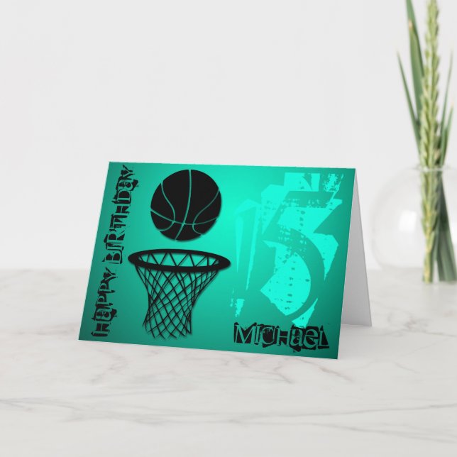 Aktionskorb 15. Geburtstag personalisierte Grußkar Karte (Vorderseite)
