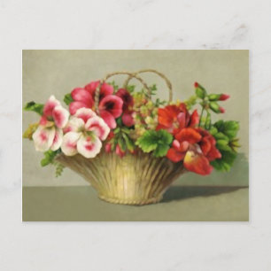 Aktionskorb für niedliche Vintage Blume Postkarte