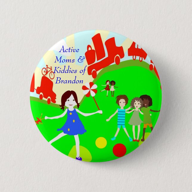Aktive Mamas u. Kiddies von Brandon Logo knöpfen Button (Vorderseite)
