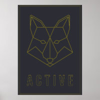 Aktives Affirmationposter Gelber Origami Fuchs