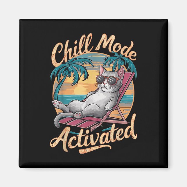 Aktivierte Katzenkatze mit Gles am Strand Magnet (Vorne)