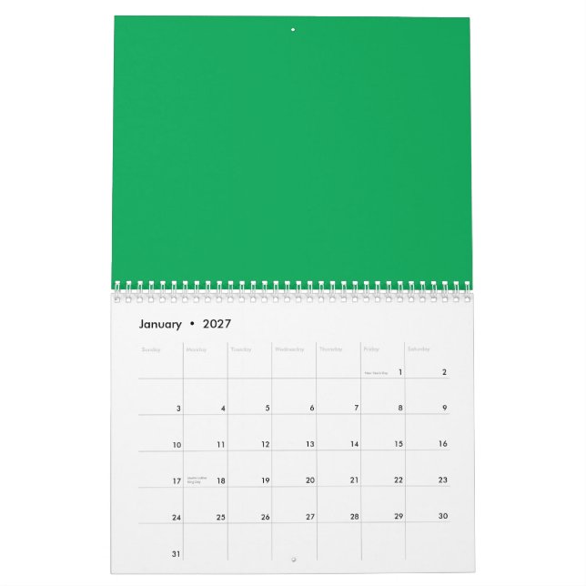 Aktualisieren Sie Ihr Webdesign mit einem grünen H Kalender (Jan 2027)