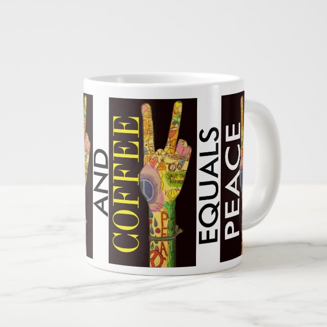 Aktualisierte Liebe und Kaffee = PEACE Jumbo Tasse (Vorderseite Rechts)