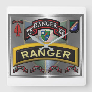 Aktualisiertes Design 75. Ranger-Regiment Quadratische Wanduhr