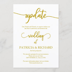 Aktualisierung Aufgeschobene Hochzeitsanzeige Gold Einladung