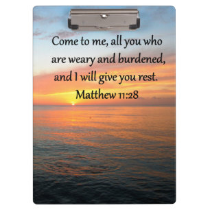 AKTUALISIERUNG VON MATTHEW 11:28 SCRIPTURE VERSE S KLEMMBRETT