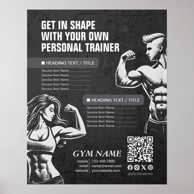 Aktuelle Preise für Personal Fitness Trainer Menus Poster (Vorne)