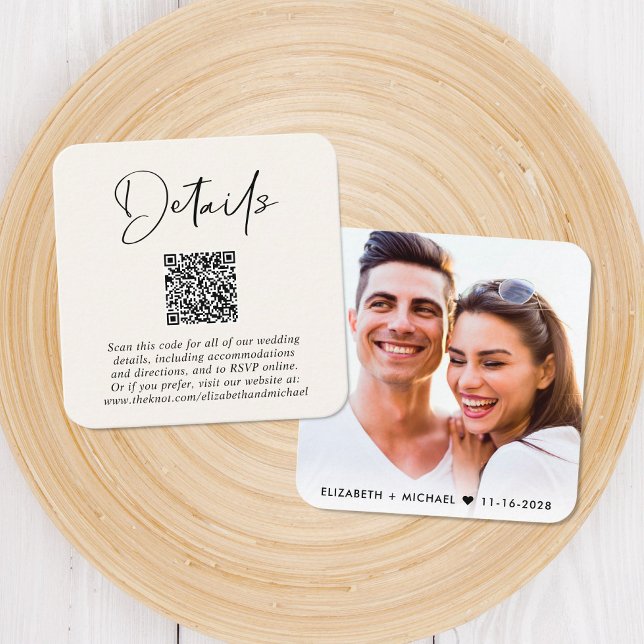 Aktuelle QR Code Cream Wedding Details Begleitkarte (Von Creator hochgeladen)