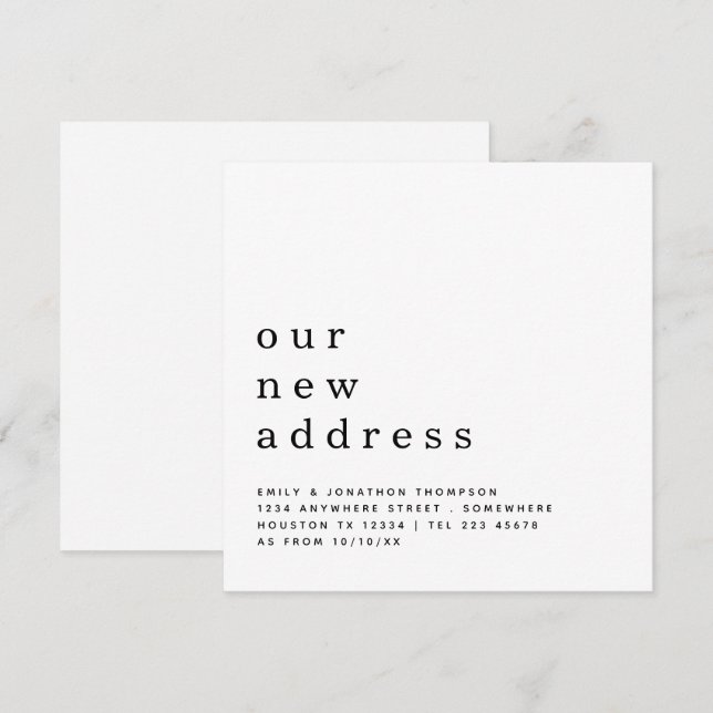 Aktueller Text, der neue Adressdetails verschiebt Ankündigung (Vorne/Hinten)